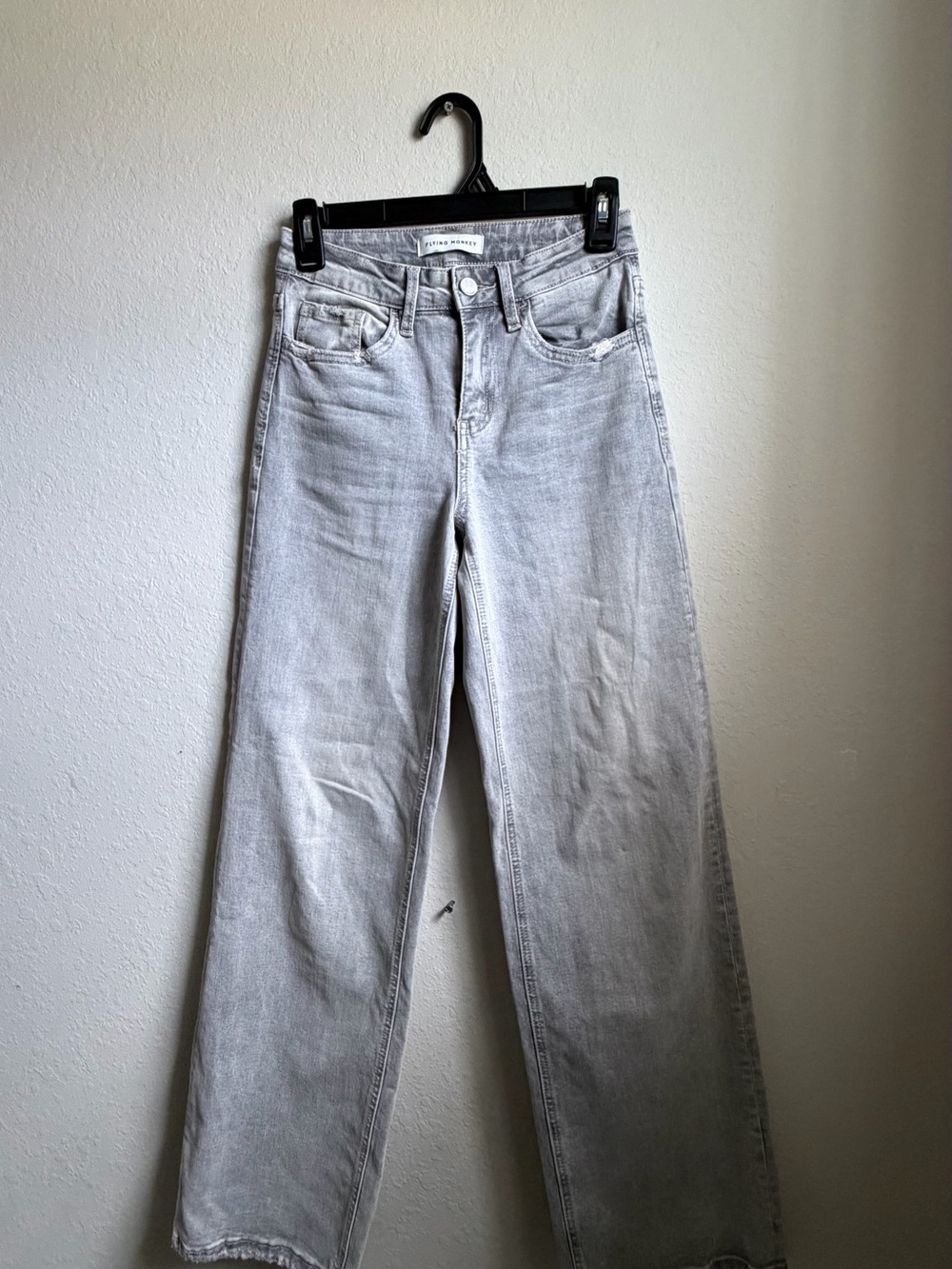 Flying Monkey Straight Leg Women's Jeans - Light Gray Wash
